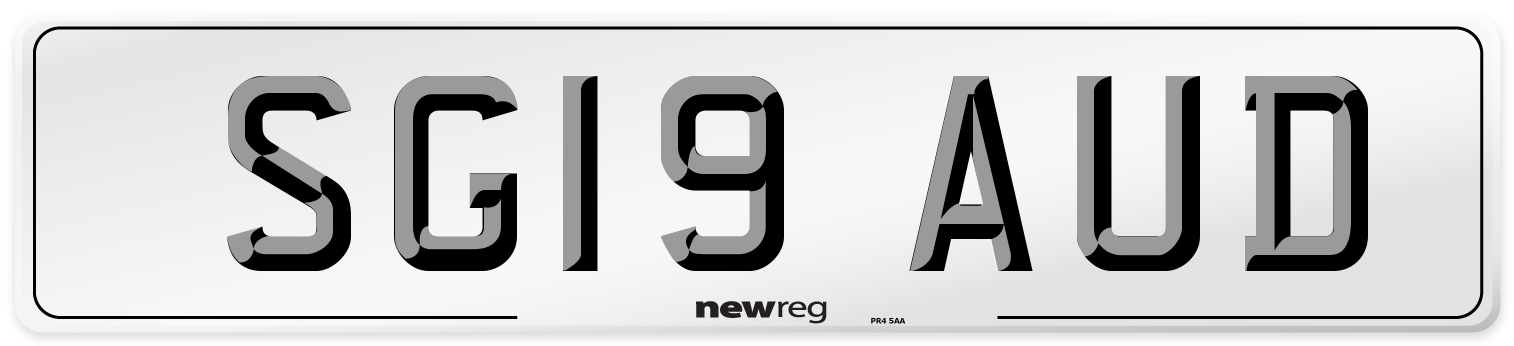 SG19 AUD Number Plate from New Reg